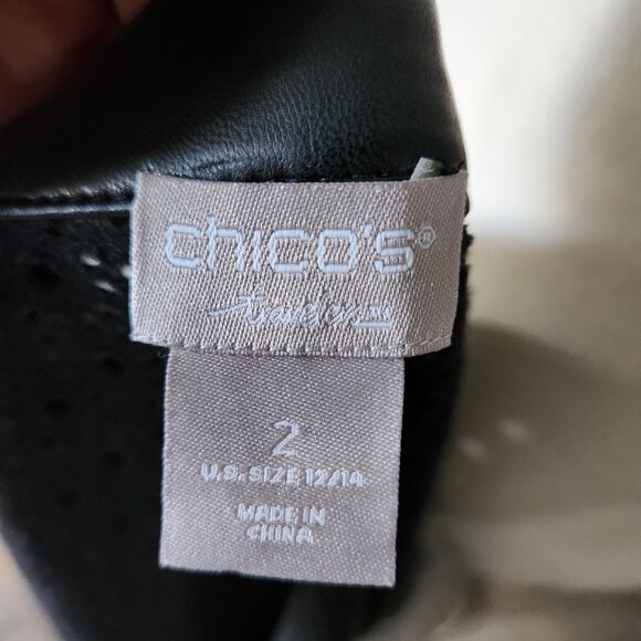 Chico's Perforated Floral Faux Leather Jacket 2 - Picture 7 of 10